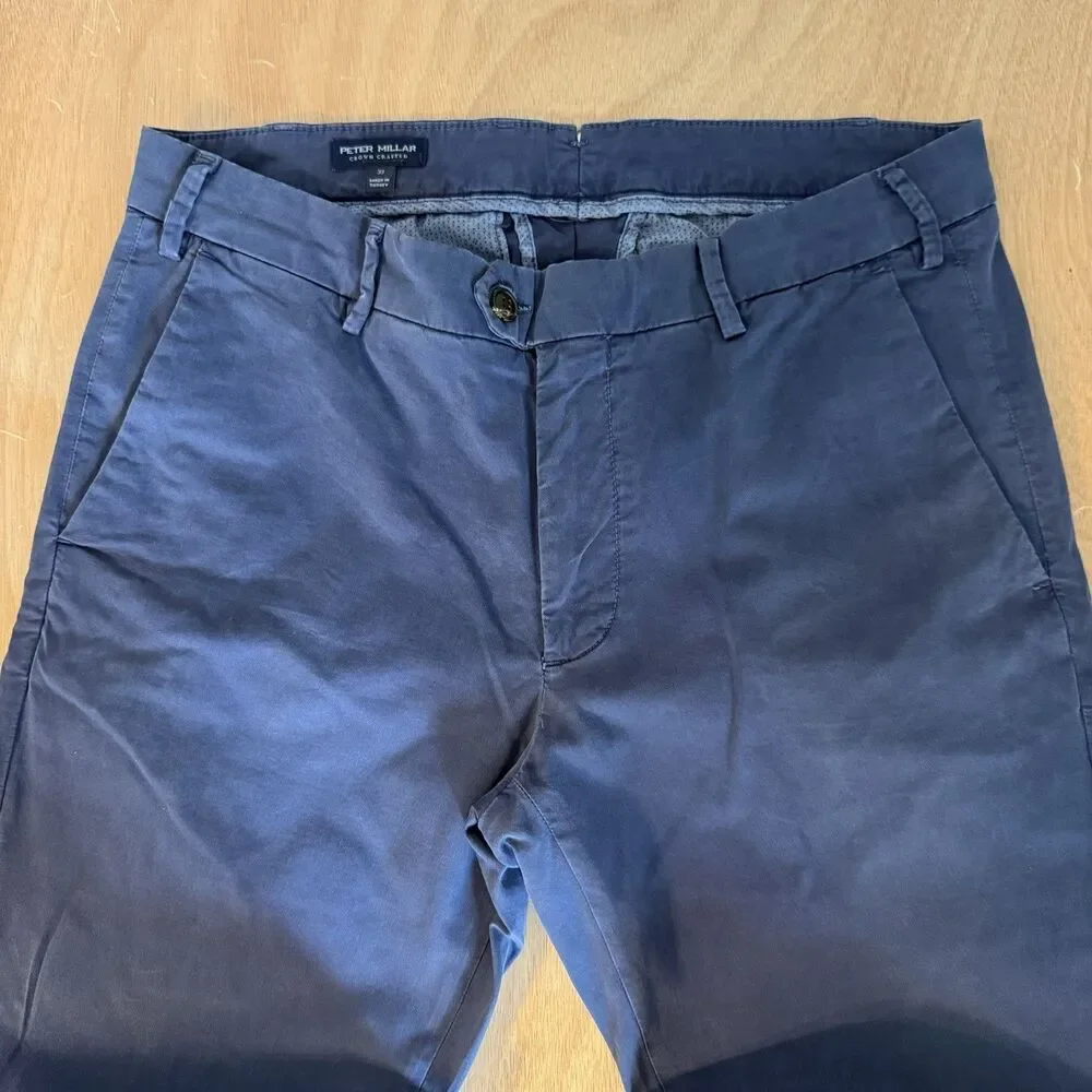 Peter Millar Crown Crafted Men's Size 33 Blue Performance Pants Golf Chino